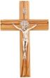 St. Saint Benedict Wall Wood Cross Crucifix Silver Plated Handmade