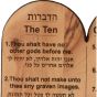 Medium-The Ten Commandments on Olive Wood Hebrew-English 4.9x4.5 Inches close up