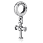 Cross with Binding Rope Hanging Bracelet Charm, Sterling Silver