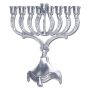 Chanukah Menorah with Flowers. Silver