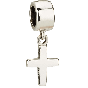 Hanging Cross for Bracelet Charm, Sterling Silver