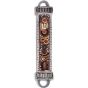 Yair Emanuel Embroidered Beads Aluminium Mezuzah Case | Gold & Brown