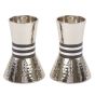 Yair Emanuel Nickel Candlesticks - Hammered Finish - Black