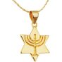Gold Fill Star of David Menorah Pendant