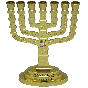 Gold Plated 12 Tribes Jerusalem Menorah