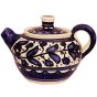 Armenian Ceramic Teapot from Jerusalem - Handmade - Blue Flower Design