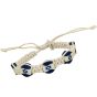 Israel Flag Button Cotton Bracelet - White