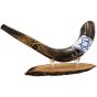 Ram's Decorated Shofar By Artist Sarit Romano - Magen David with Israeli Flag