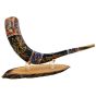 Ram's Decorated Shofar By Artist Sarit Romano - Old City of Jerusalem and the word 'Jerusalem' - Earth