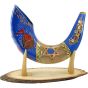 Ram's Decorated Shofar By Artist Sarit Romano - Jerusalem, Israel, Star of David, Menorah and Fish