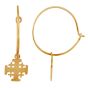 Jerusalem Cross Hoop Earrings, Yellow Gold filled