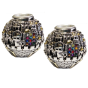 Jerusalem Globe Hoshen Tapered Candle Holders
