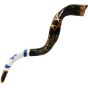 Artistic Yemenite Kudu Shofar By Sarit Romano - with Menorah, Magen David, Old City of Yerushalayim and Israel flag