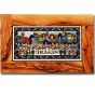 Olive wood framed rectangle Armenian tile wall hanging - Jerusalem