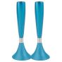 Yair Emanuel Modern Shabbat Anodized Aluminum Candle Holders - Turquoise (Large)