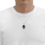 Nano 24k Gold Scripture Inscribed 'Psalm 122:6' Onyx inside Sterling Silver Oval Necklace - Men's