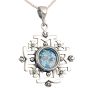 'Jerusalem Cross' Five-Fold Pendant - Roman Glass and 925 Sterling Silver - Made in the Holy Land