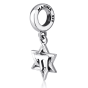 Star of David Chai Hanging Bracelet Charm, Sterling Silver