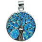 Sterling Silver and Blue Opal Backed Tree of Life Pendant