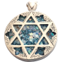 Sterling Silver Roman Glass Star of David Pendant