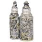 Sefer Torah Scroll - Jerusalem design - 3D Silver and Gold Plated Case - open