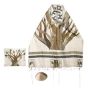 Tree of Life Embroidered Raw Silk Tallit by Yair Emanuel