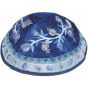 Yair Emanuel | Embroidered Silk Kippah | Pomegranate | Blues