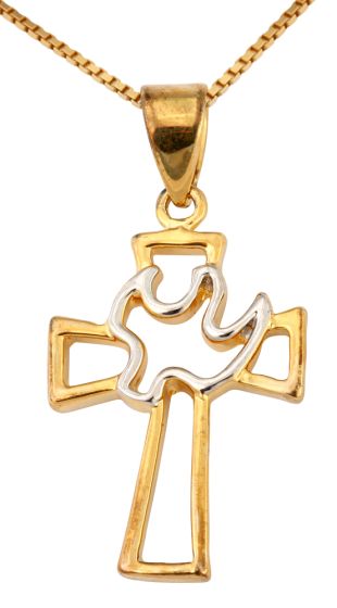 Gold filled cross pendant with dove