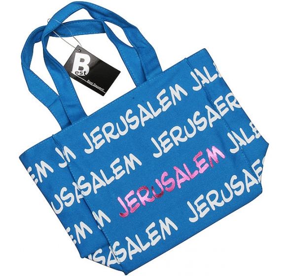 Canvas 'Jerusalem' Tote Bag - Blue