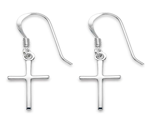 Sterling Silver Cross Dangling Earrings