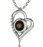 "The Lord's Prayer" KJ Version - Sterling Silver 'Heart' with Diamonds - Jet Black