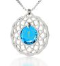 Nano 24k Scripture Messianic Jewelry 'Grafted In' Pendant - Cubic Zirconia stone Sterling Silver - Romans 11:19 Light Blue