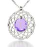 Nano 24k Scripture Messianic Jewelry 'Grafted In' Pendant - Cubic Zirconia stone Sterling Silver - Romans 11:19 purple