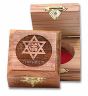 Olive Wood Jewelry Box with 'Star of David with Cross' inlay and 'Jerusalem' Engraving 