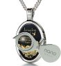 Nano 24k Gold Scripture Inscribed 'Psalm 122:6' Onyx inside Sterling Silver Oval Necklace - Detail