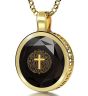 Nano 24k Gold 'Psalm 23' Scripture Inscribed Zirconia and 14k Gold Necklace - Black