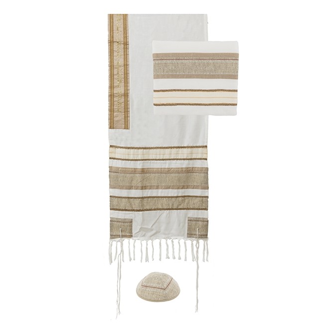 Yair Emanuel Gold Striped Cotton Tallit Prayer Shawl Set With Hebrew Blessing,Potting Soil Mites