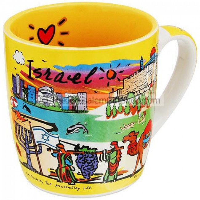  Souvenir  Heart for Israel Mug  featuring Israeli Attractions