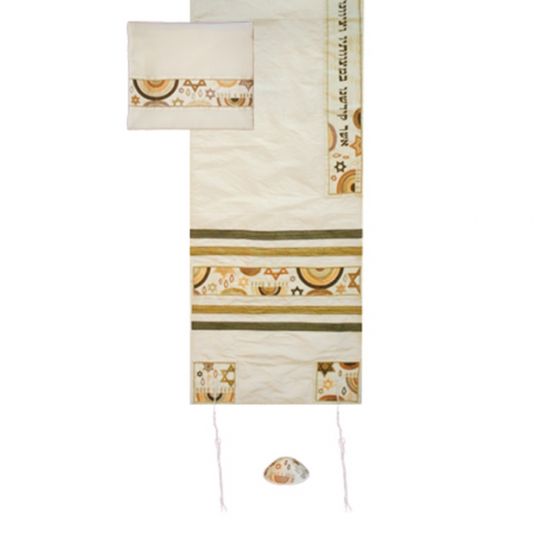 Yair Emanuel 'Jewish Symbols' Embroidered Blended Silk Prayer Shawl / Tallit - Gold