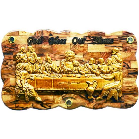 The Last Supper - 19 inch wide Large Olive Wood Plaque