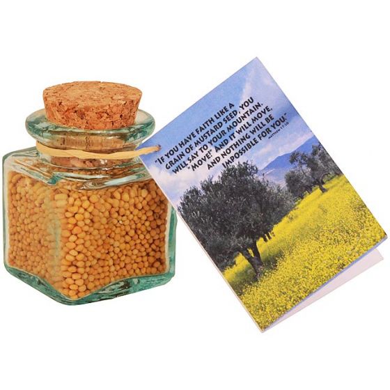 Mustard 'Seeds of Faith' in a Glass Jar