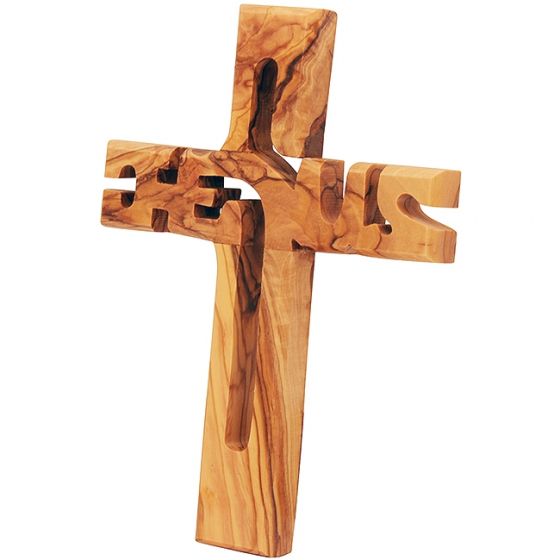 'Jesus Cross' in Olive Wood - Hand Made in the Holy Land