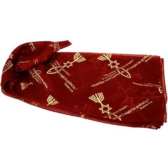 Biblical Scarf - Grafted In Romans 11:19 - Burgundy