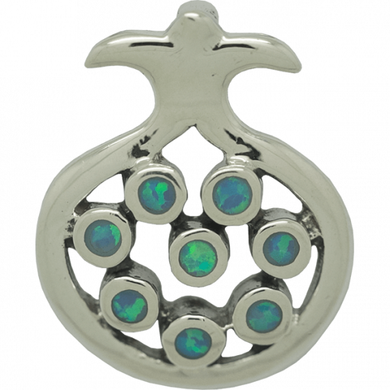 Silver Pomegranate Pendant with Blue Stones