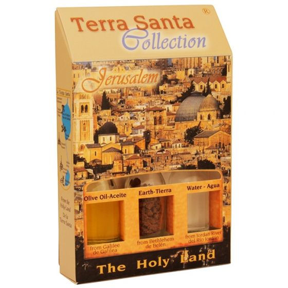 Terra Santa Collection - Holy Land Elements Gift Pack 'Jerusalem' with Olive Oil, Earth and Water