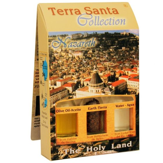 Terra Santa Collection - Holy Land Elements Gift Pack 'Nazareth' with Olive Oil, Earth and Water