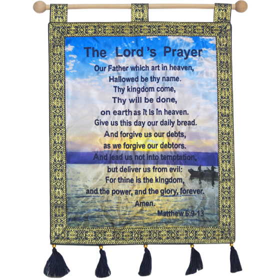 The Lord's Prayer - Jerusalem Wall Hanging - Matthew 6 - Blue

