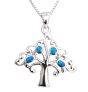 'Tree of Life' with blue CZ Crystals frame Sterling Silver Pendant