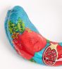 Pomegranates decorate Ram's Shofar by Sarit Romano - Blue