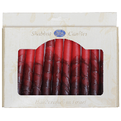 12 Ombre Red Handmade Shabbat Candles